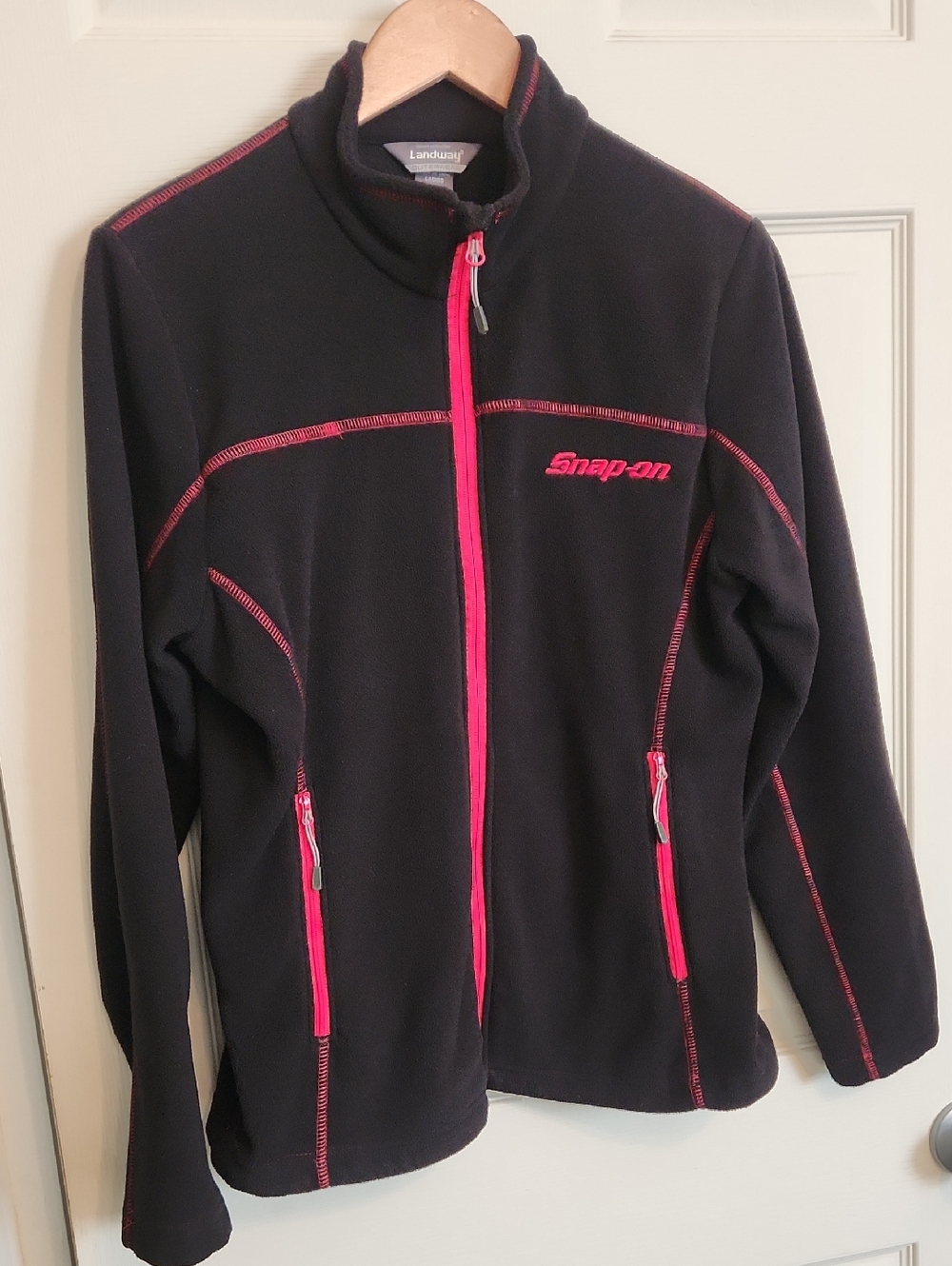 Ladies Black Snap-on Fleece Jacket Size Medium